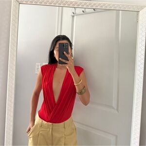Zara Red Plunge Bodysuit